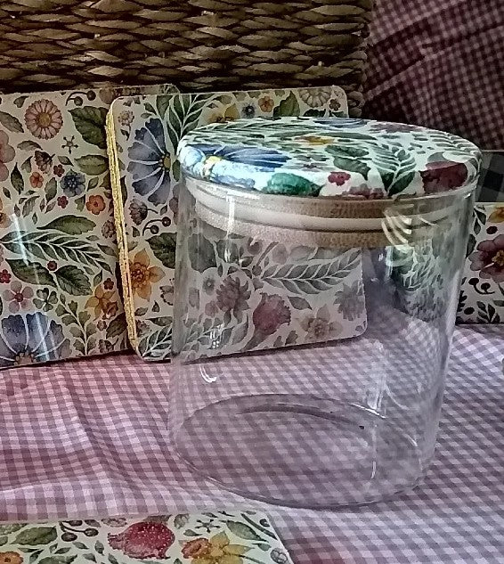 "Bote borosilicato vidrio resistente tapa bambú decorada artesanal Dmarta cocina"