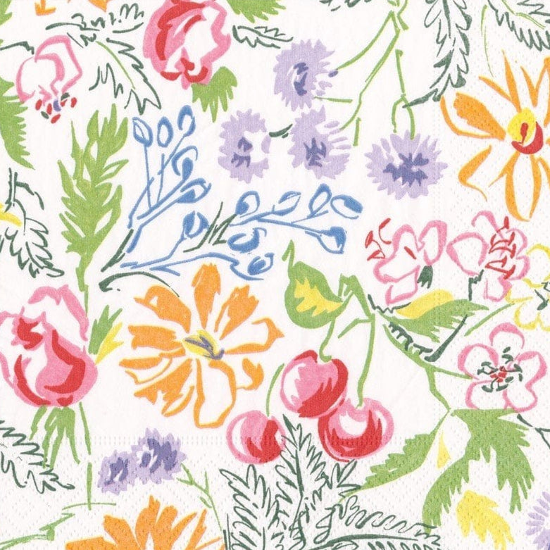 Detalle estampado de flores con cerezas