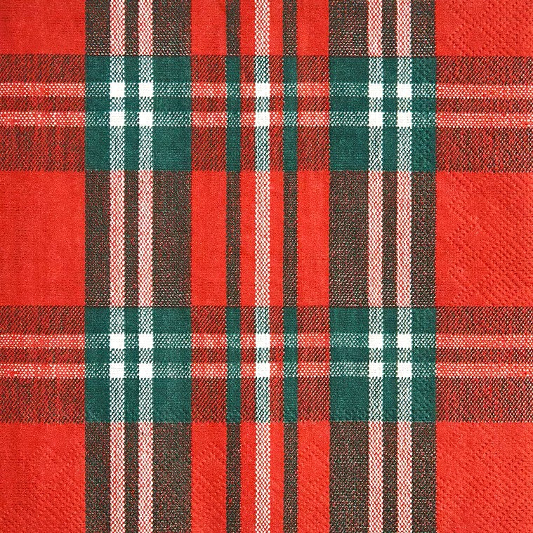 Patrón de cuadros escoceses en tonos rojos, verdes y negros.