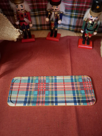 Conjunto 2 botes portatodo con bandeja - Tartan azul - Pieza única