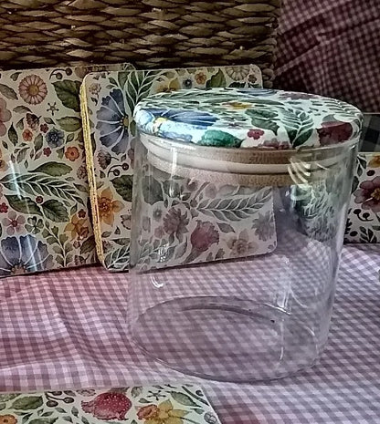 "Bote borosilicato vidrio resistente tapa bambú decorada artesanal Dmarta cocina"
