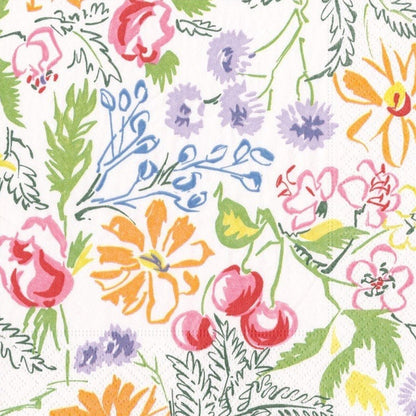 Detalle estampado de flores con cerezas