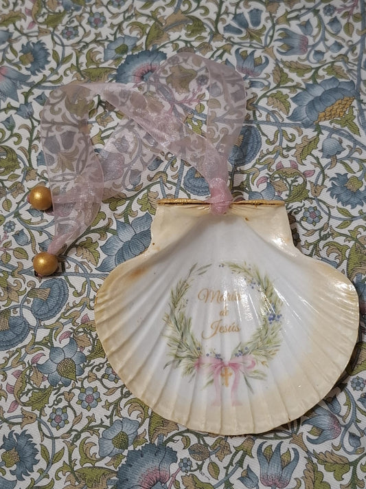 Concha Bautismal Personalizada - Corona de Olivo