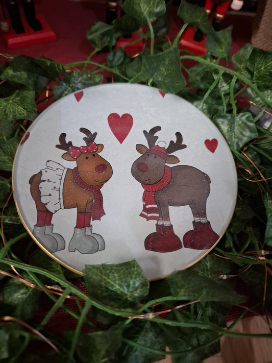 Plato renos enamorados - Pieza única