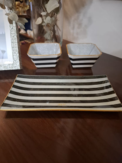 Set de aperitivos Rayas Blanco y Negro