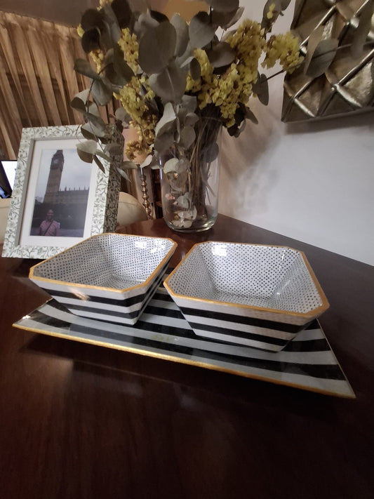 Set de aperitivos Rayas Blanco y Negro